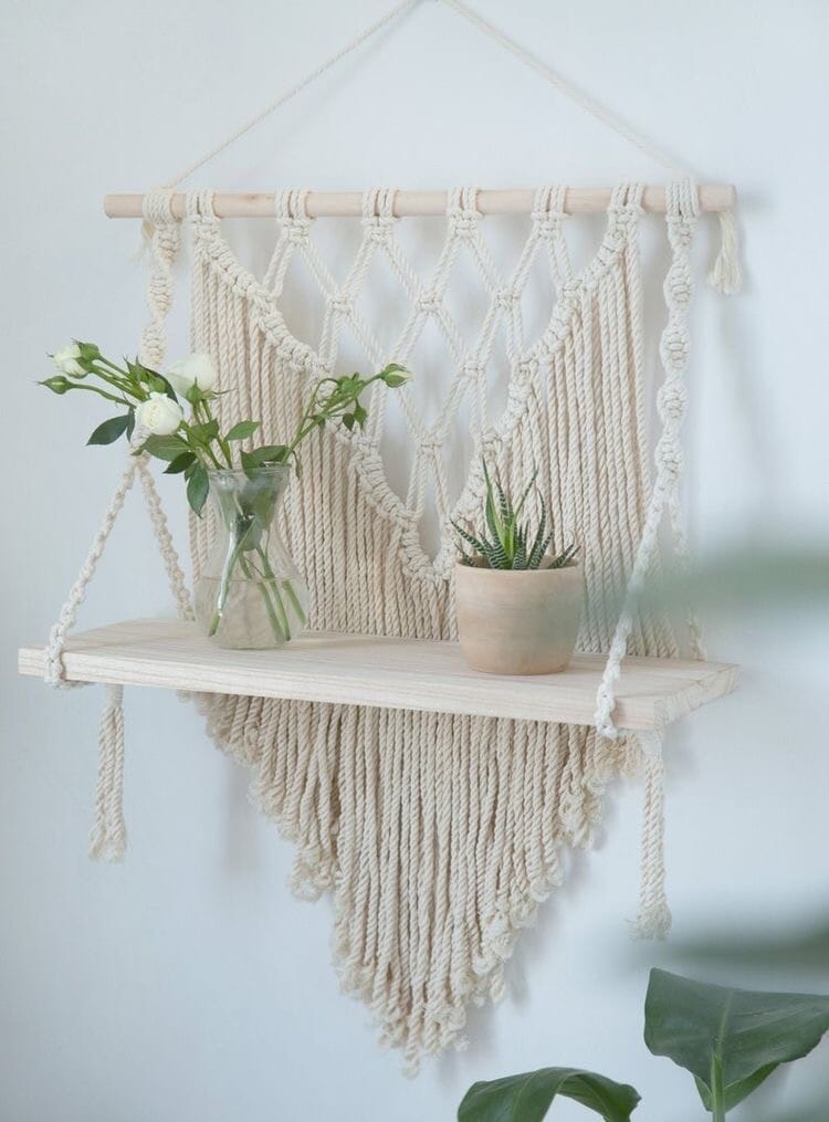 Macrame Wall Holder, Cotton, 40X50 Cm - Off White