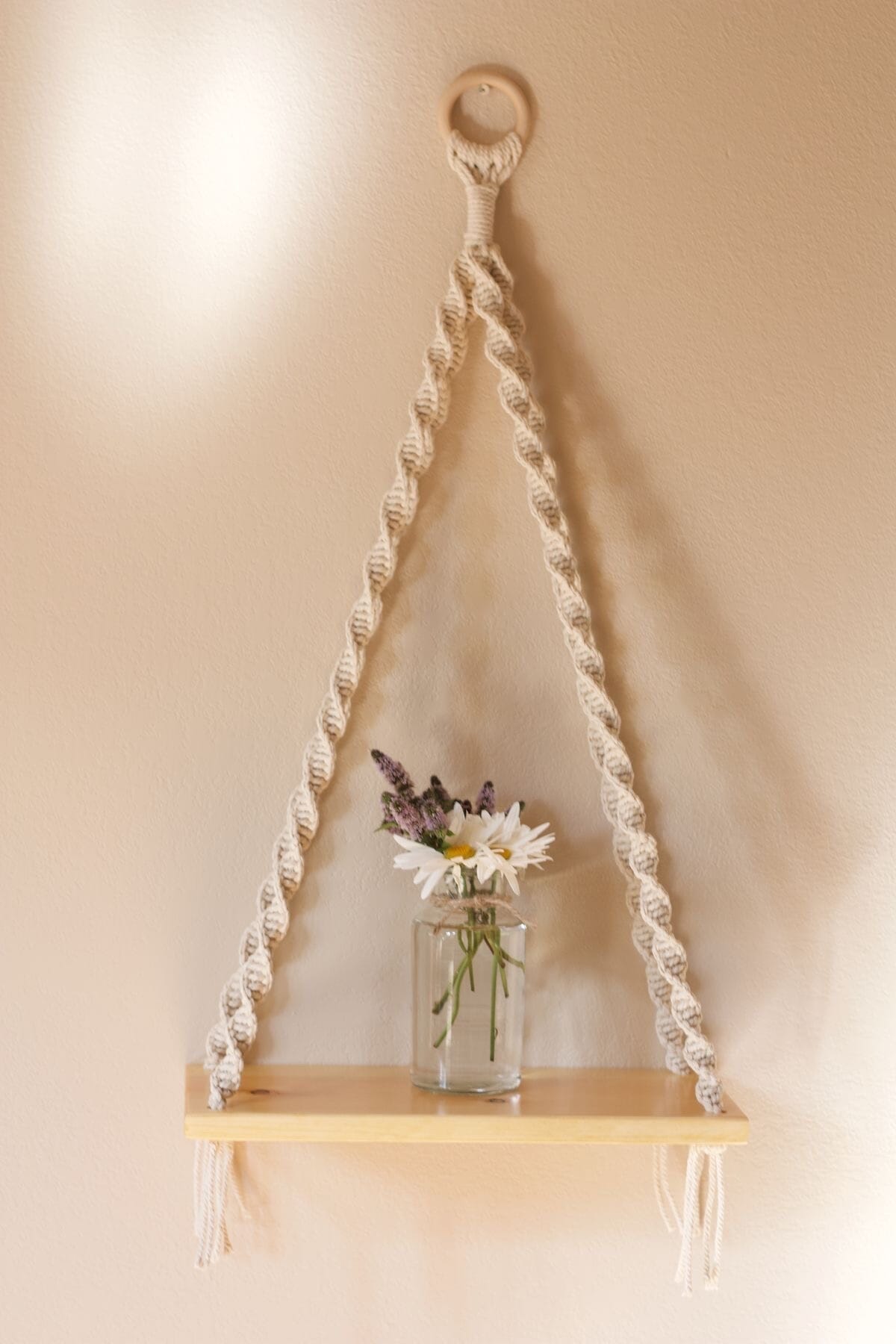 Macrame Wall Holder, Cotton, 30X60 Cm - Off White
