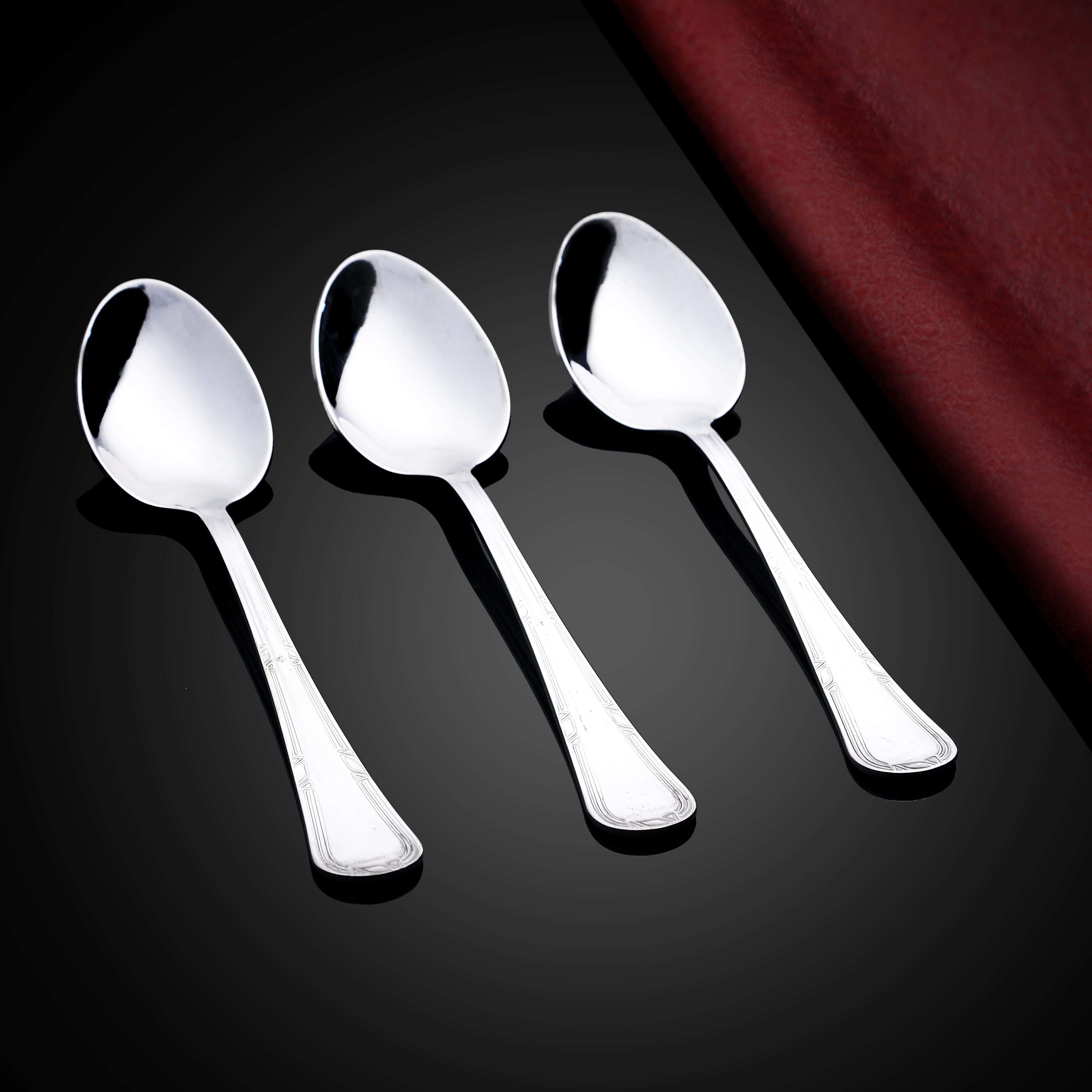 Nouval Metal Food Spoon Set, 3 Pieces - Silver