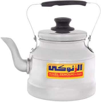 El Zenouki Aluminum Teapot, Size 22 - Silver