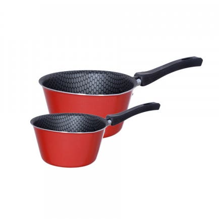 Trueval Teflon Casserole Set, 2 Pieces - Red
