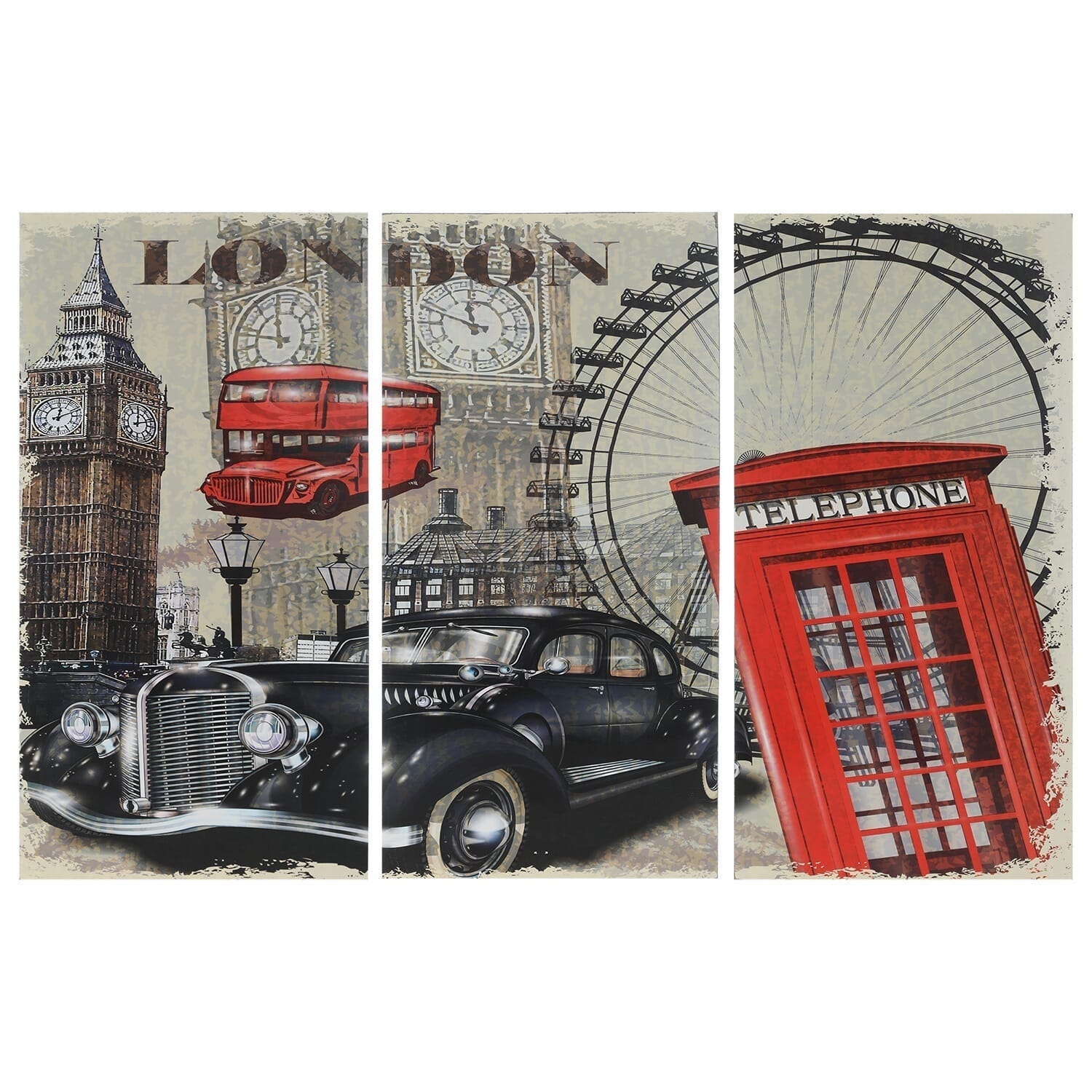 Modern Tableau, 3 Pieces, 90×60 cm - Multicolor