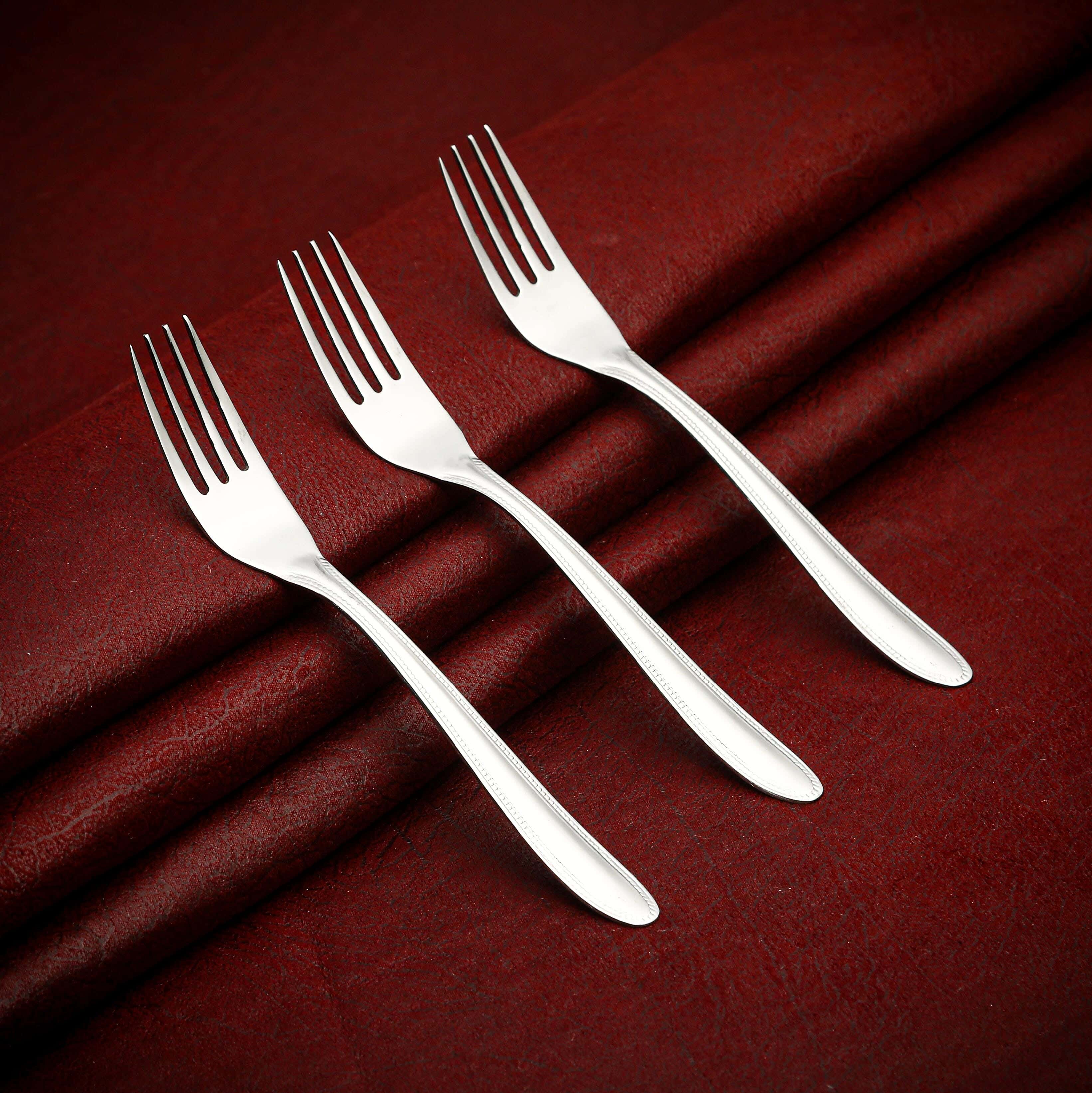 Alex Metal Dessert Forks Set, 3 Pieces – Silver