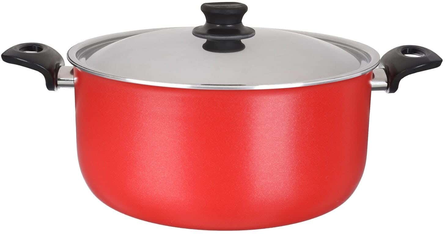 Trueval Teflon Pot, 30 cm - Red
