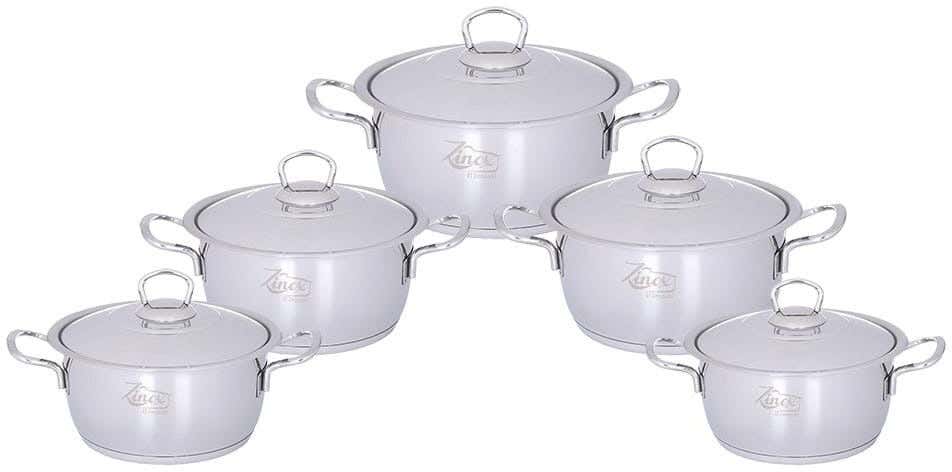 Zinox Classics Stainless Steel Cookware Set, 10 Pieces - Silver