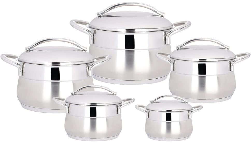 Olinda Stainless Steel Pot Set, 10 Pieces - Silver