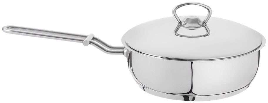 Aboud Stainless Steel Frying Pan with lid, 18 cm - Silver