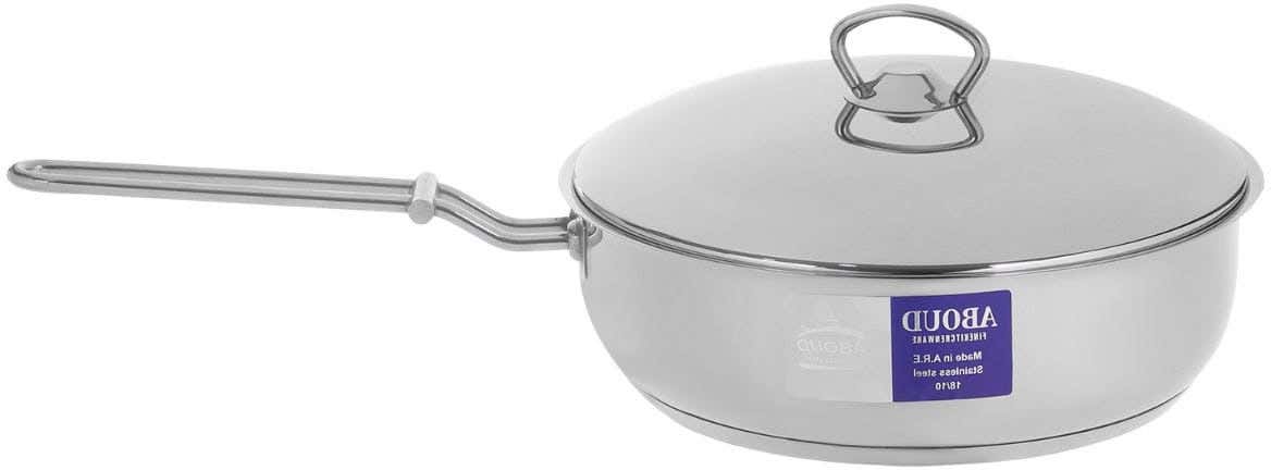 Aboud Stainless Steel Frying Pan with Lid, 24 cm - Silver