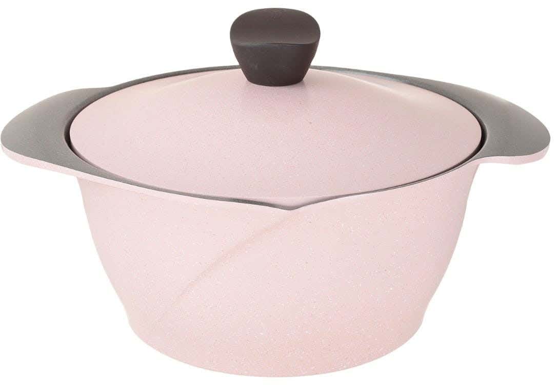 Master Flower Granite Pot with Lid, 20 cm - Rose Grey
