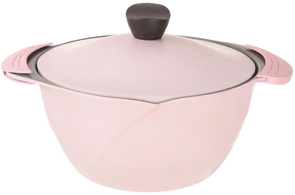 Master Flower Granite Pot with Lid, 28 cm - Rose Grey