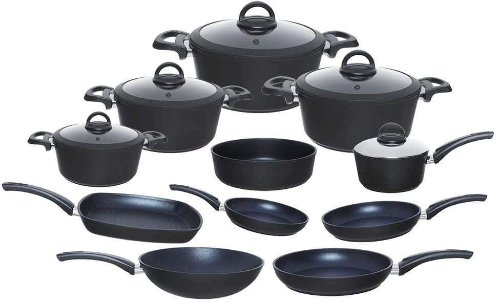 Bayou Granite Cookin Cookware Set, 16 Pieces - Black