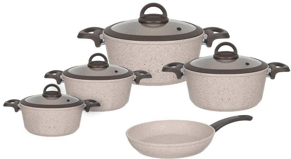 Bayou Granite Cookin Abboud Cookware Set, 9 Pieces - Beige Brown