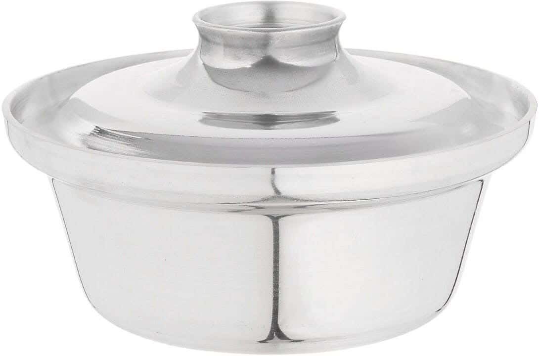 El Zenouki Aluminum Shawarma Pot with Lid, 18 cm - Silver