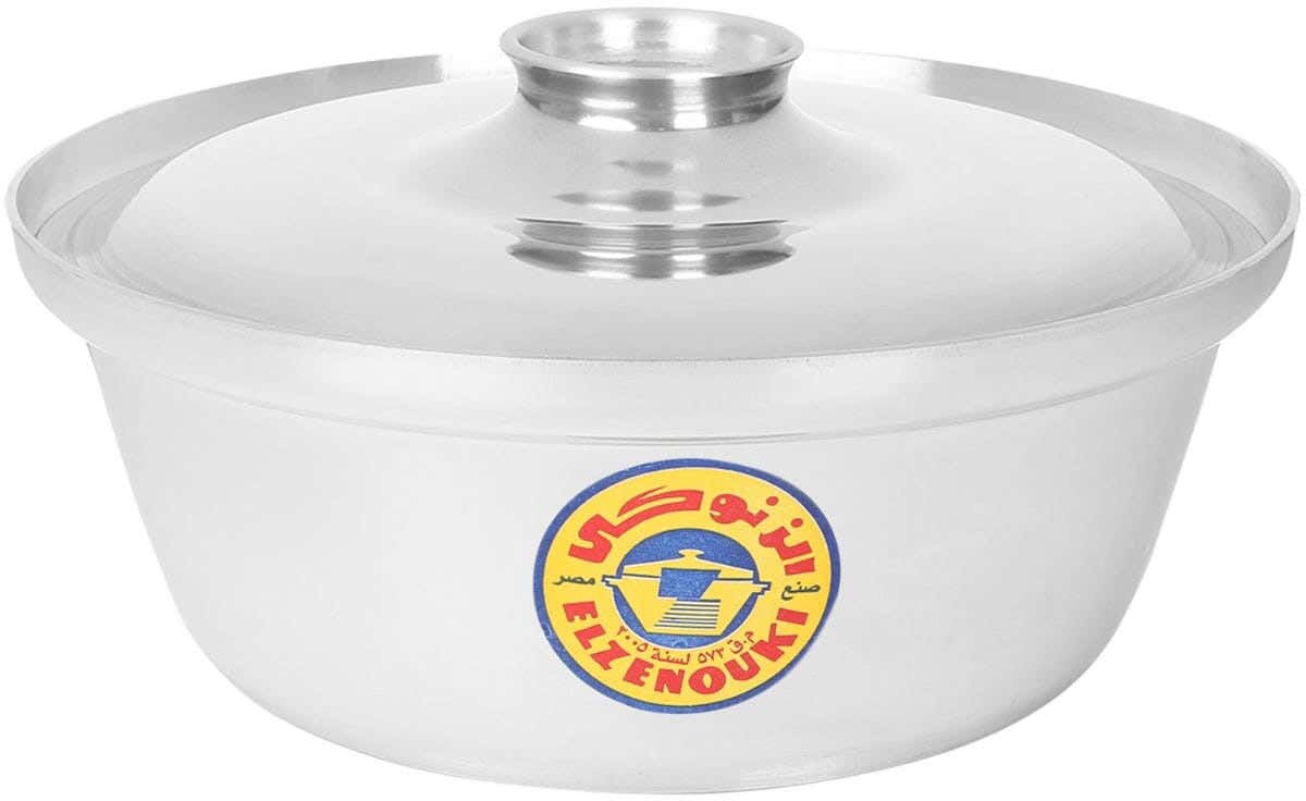 El Zenouki Aluminum Pot, 34 cm - Silver