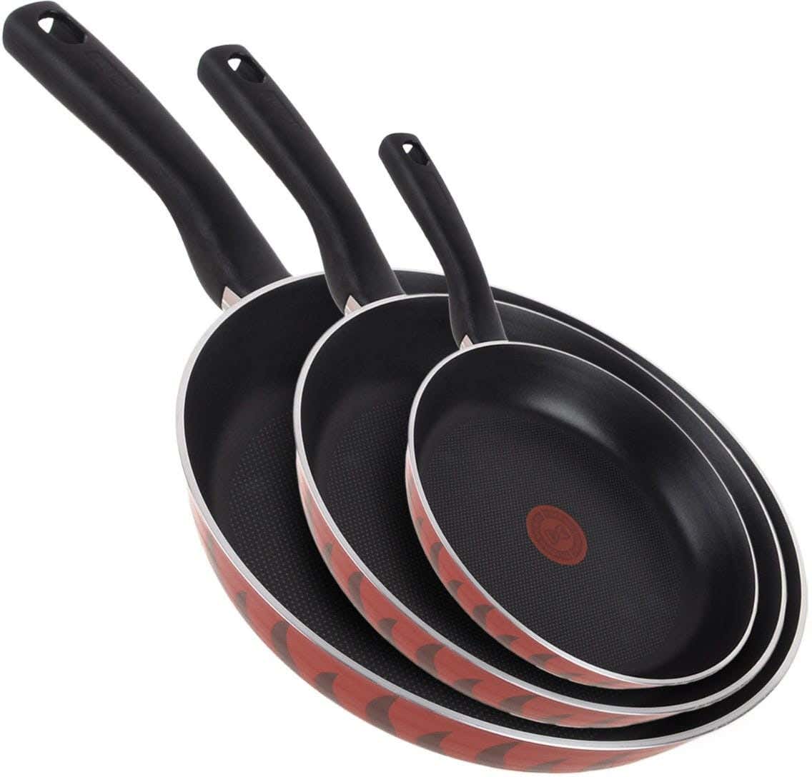 Tefal Tempo Frying Pan Set, 3 Pieces - Dark Red