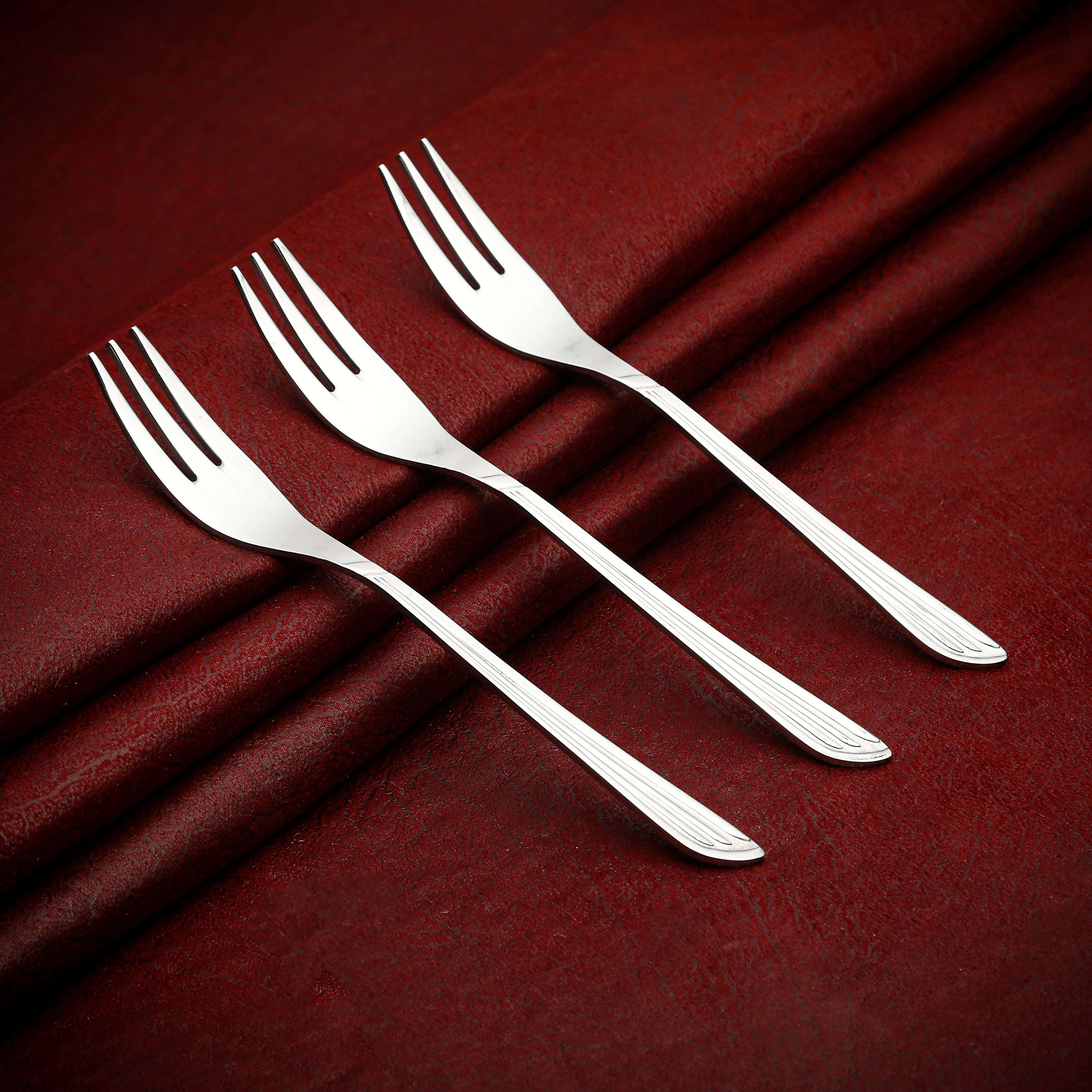 Nouval Stainless Steel Dessert Fork Set, 3 Pieces - Silver