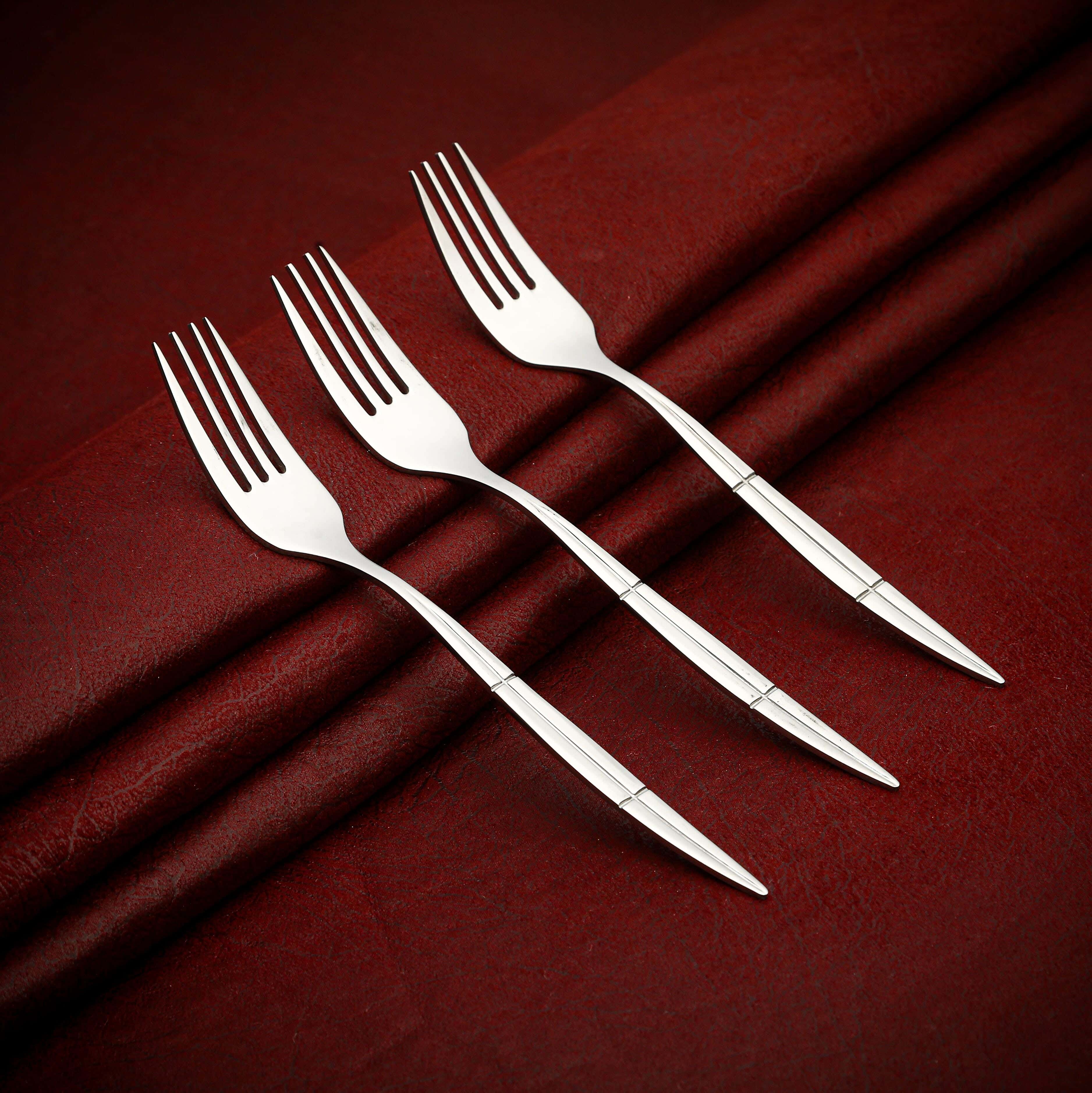 Nouval Stainless Steel Dessert Fork Set, 3 Pieces - Silver