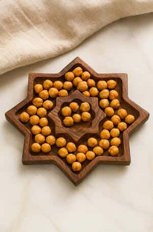 Elite Star-Shaped Sarsooh Wood Snack Plate, 25 Cm - Brown