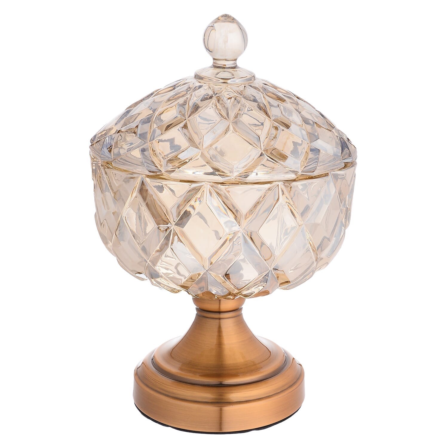 Glass Cooper Bonbonniere With Lid, 30 Cm - Gold