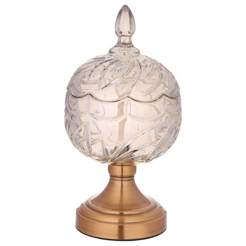 Glass Cooper Bonbonniere, 15×30 cm - Clear Gold
