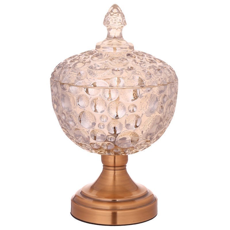 Glass Cooper Bonbonniere, 18×33 cm - Clear Gold