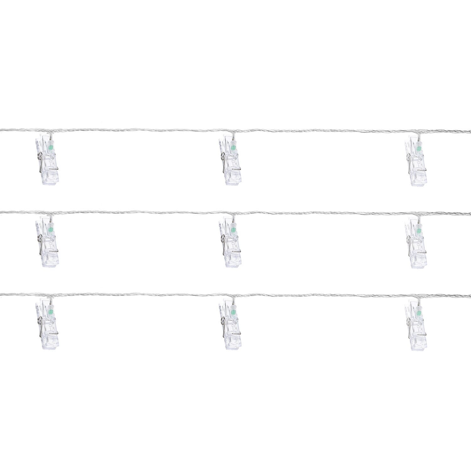 Lighting Wire Clip Shaped, 14 Bulbs - White