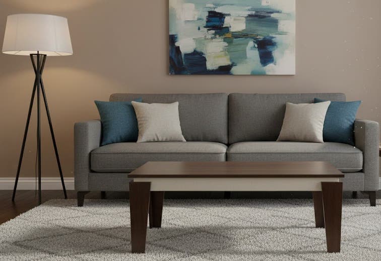 Chipboard Wood Living Room Table, 100×50×45 cm - Brown Beige