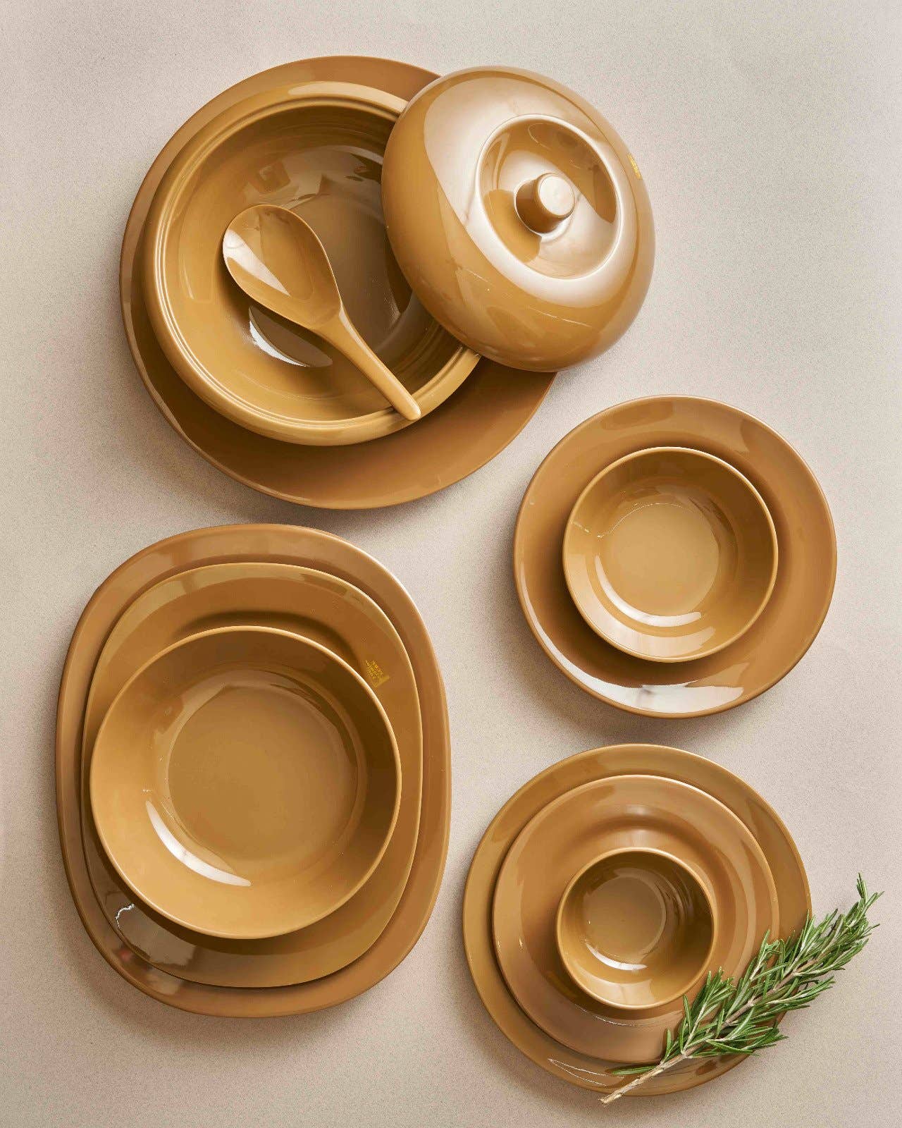 Almohandes Melamine Dinner Set, 38 Pieces - Brown