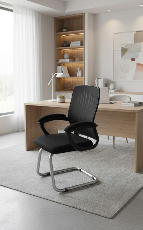 Metal Office Chair Back Mesh, upholstery Armrests, 100×50×48 cm - Black