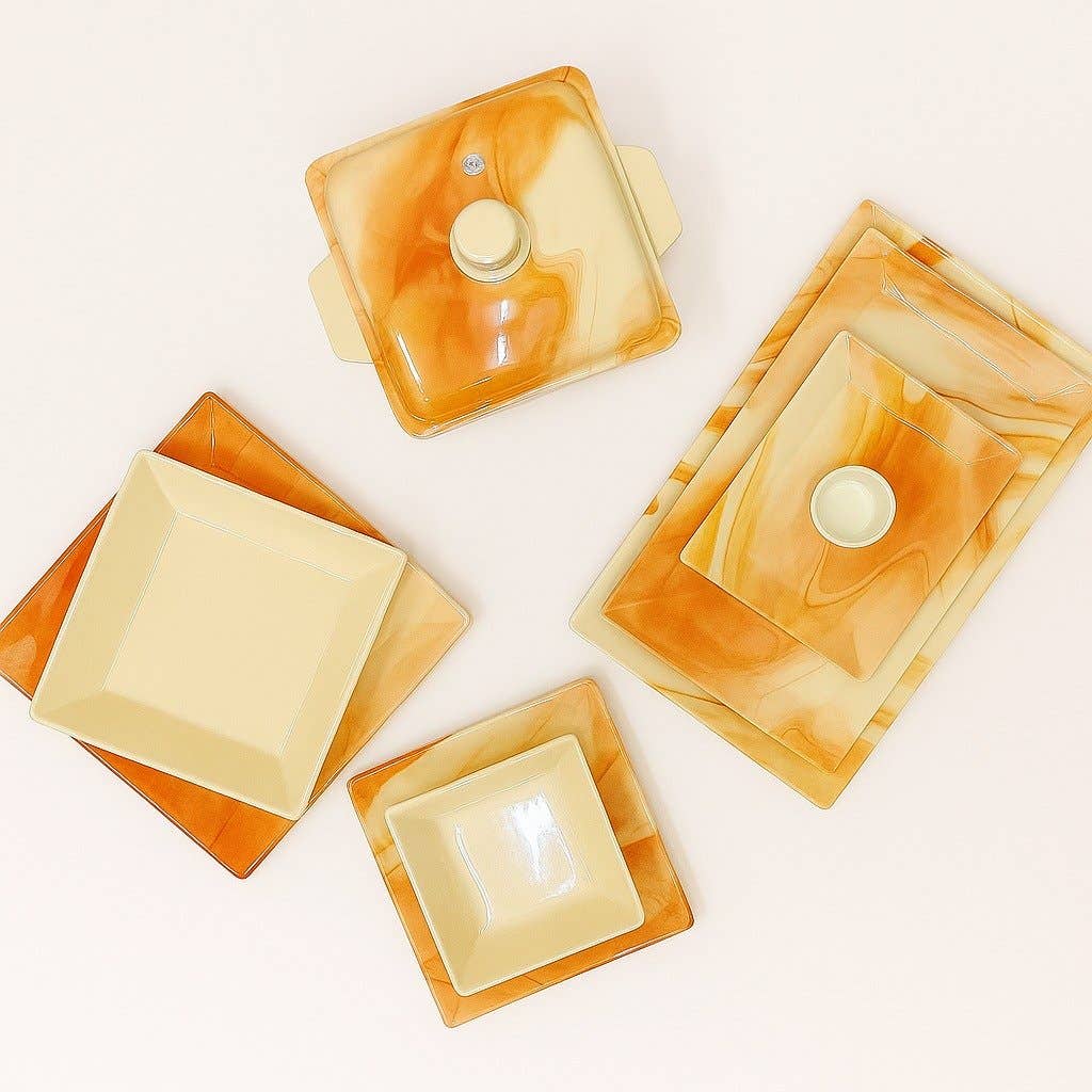 Al Shreif Melamine Dinner Set, 38 Pieces - Beige Orange