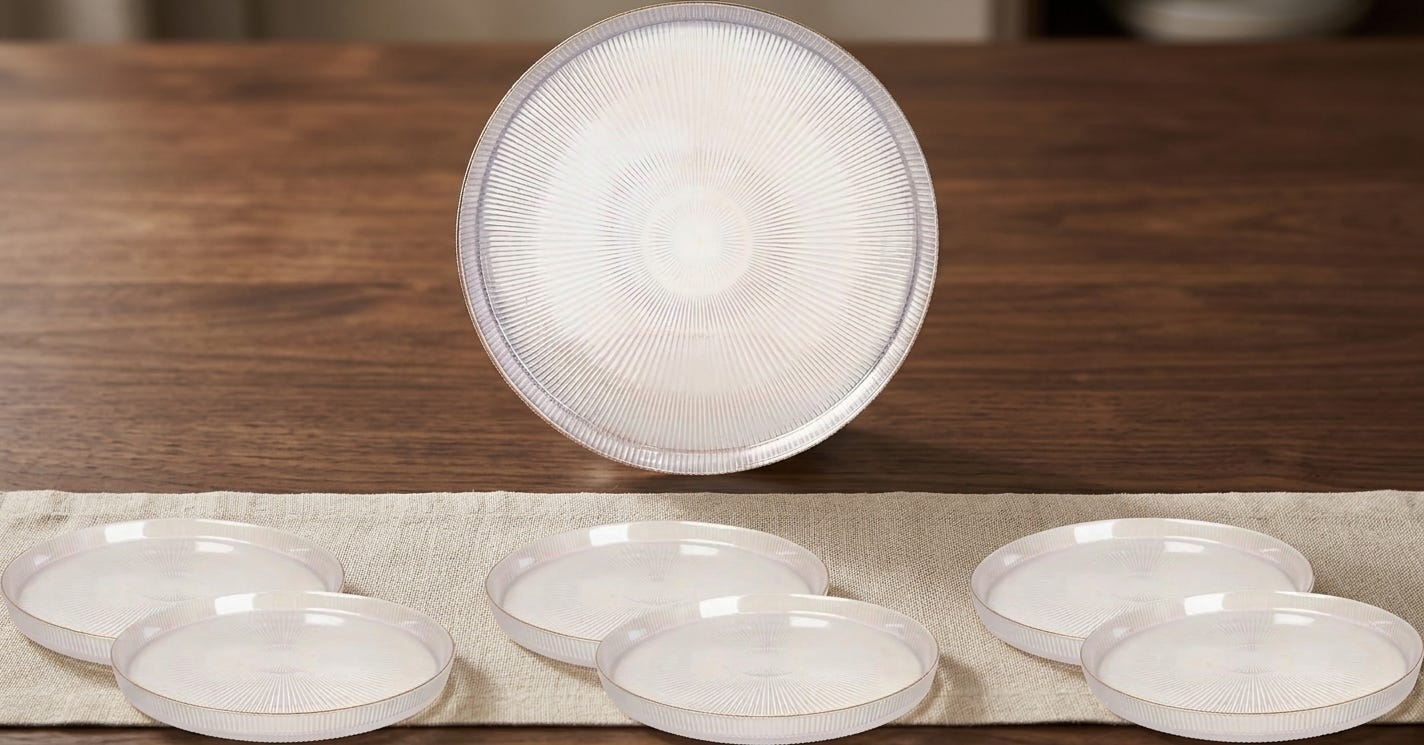 Hegazy Glass Plate Set, 7 Pieces - Clear