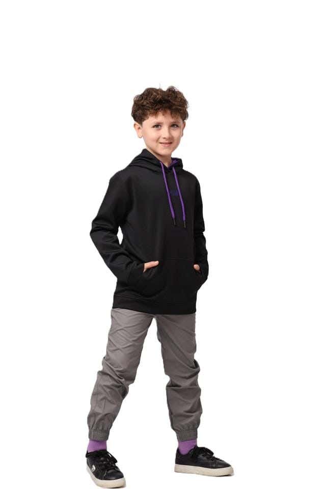 Anja Polyester Long Sleeve Hoodie, For Boys - Black