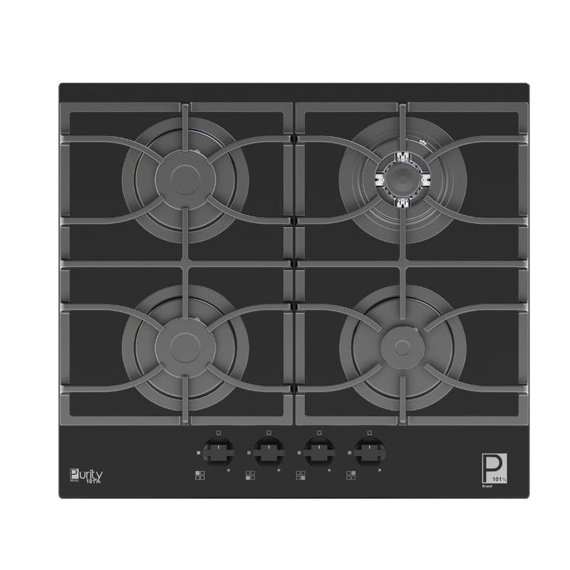 Purity HPT617G Built-in Gas Hob, 59×52×5 cm, 4 Burners - Black