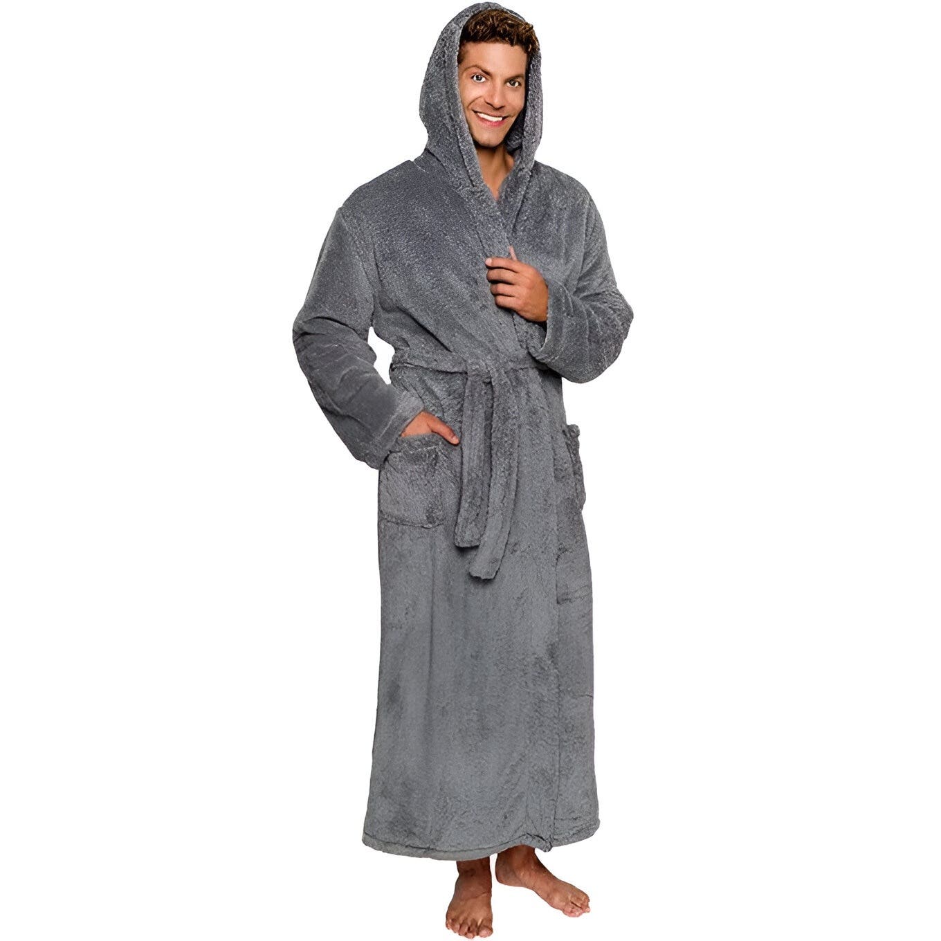 Soft Fur Long Sleeve Winter Long Robe  for Men