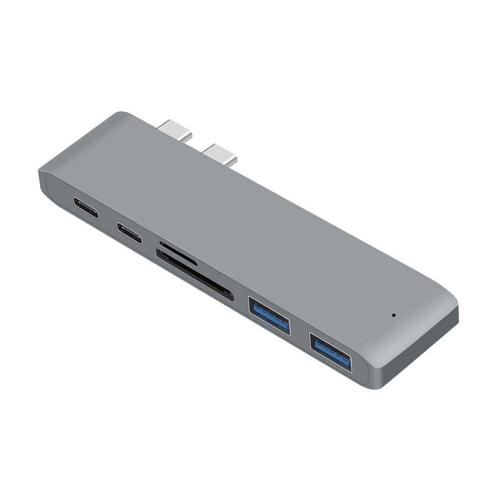 Keendex Kx2286 Multiport Hub, 7 in 2 Dual Type-C - Silver