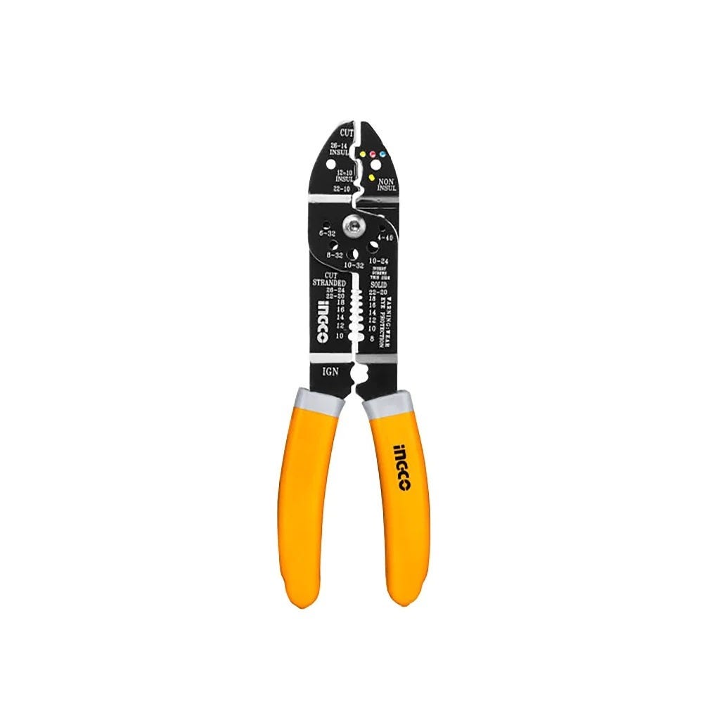 Ingco Wire Peeler, 8 Inch, Trammel Plier - Black Yellow