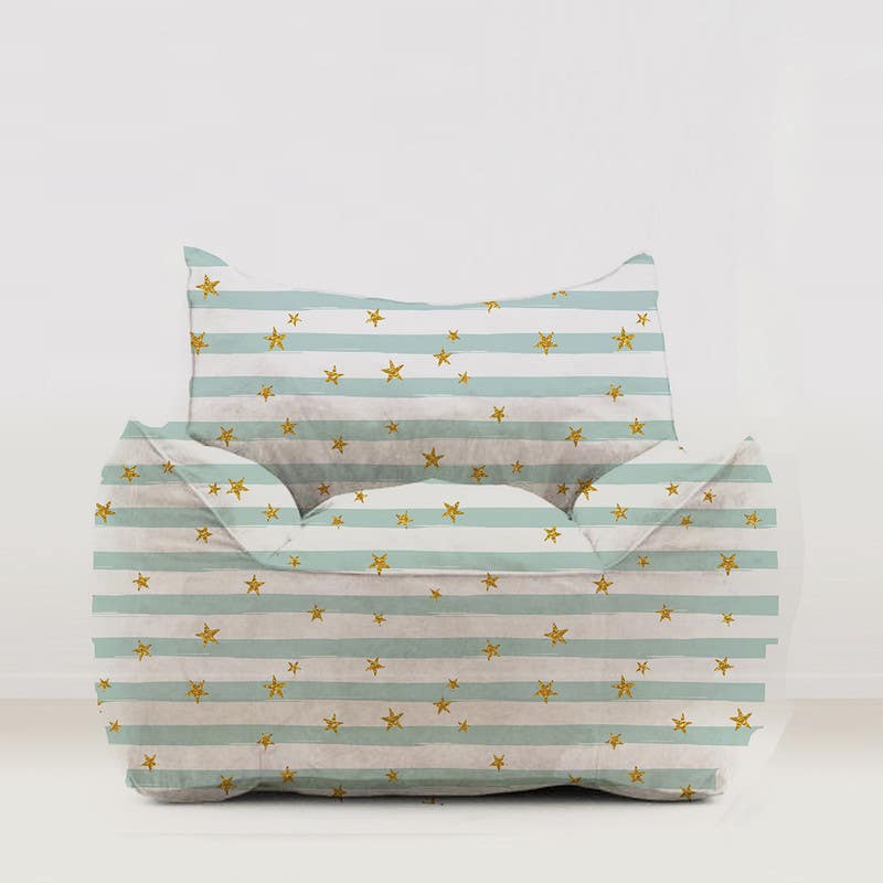 Velvet Bean Bag, 80×75×70 cm - Multicolor