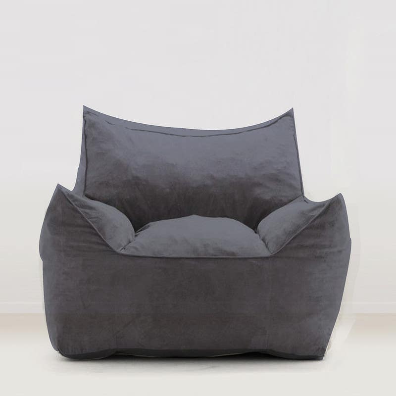 Velvet Bean Bag, 80×75×70 cm - Grey
