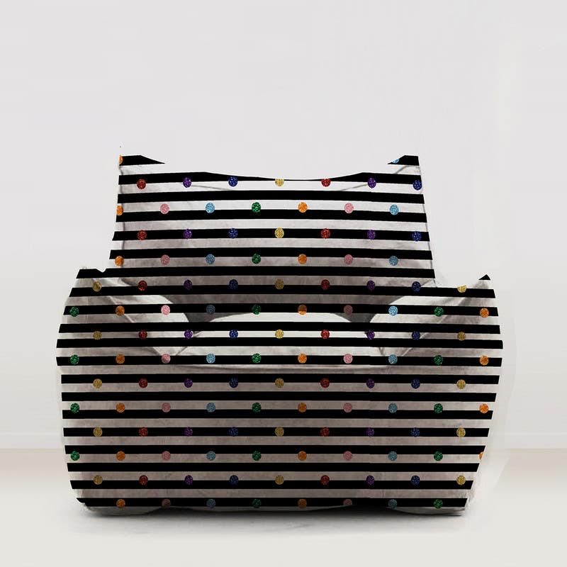Velvet Bean Bag, 80×75×70 cm - Multicolor