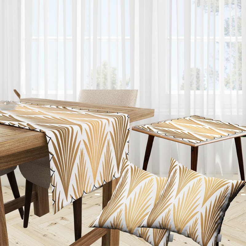 Velvet Runner Dinner Tablecloth, With 2 Cushion Covers - Multicolor, With 2 Side Tablecloth Free