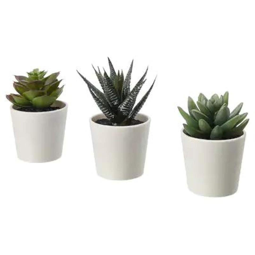 Ikea Artificial Plant Vase, Plastic, 6 cm, 3 Pieces - White