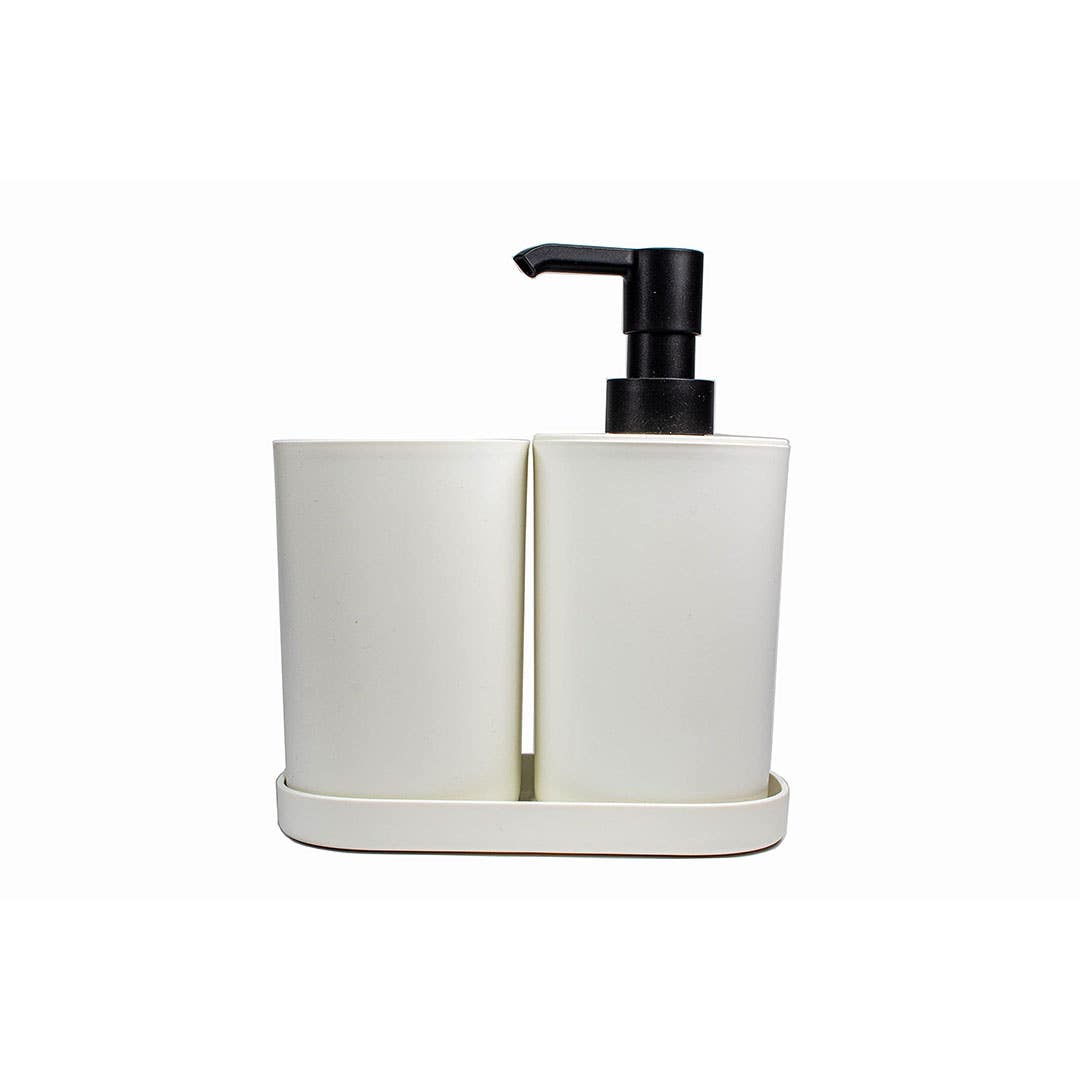 IKEA Soap Dispenser, Plastic, 3 Pieces, 10x7x7 cm - White Black