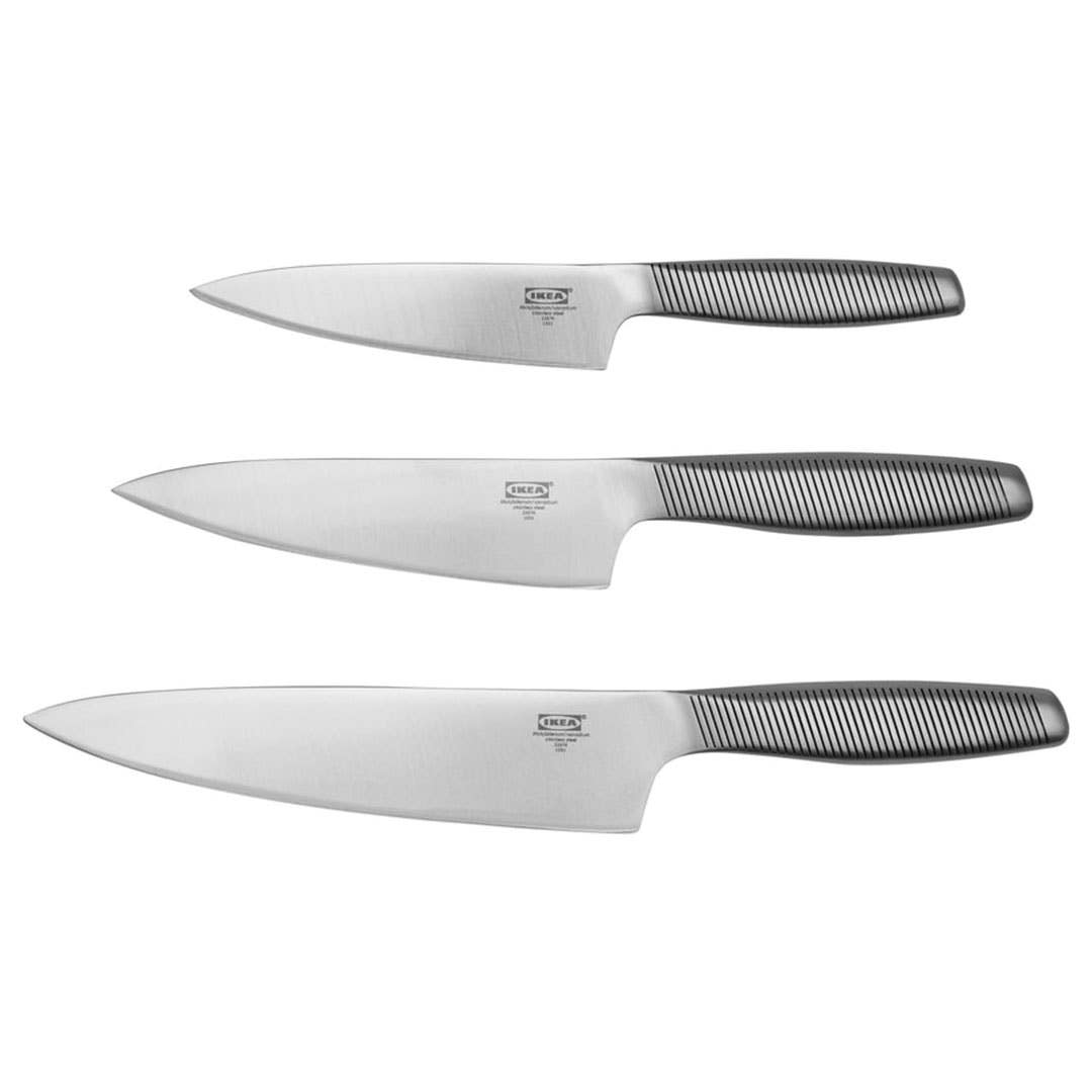 Ikea Knife Set, Stainless Steel, 3 Pieces - Silver