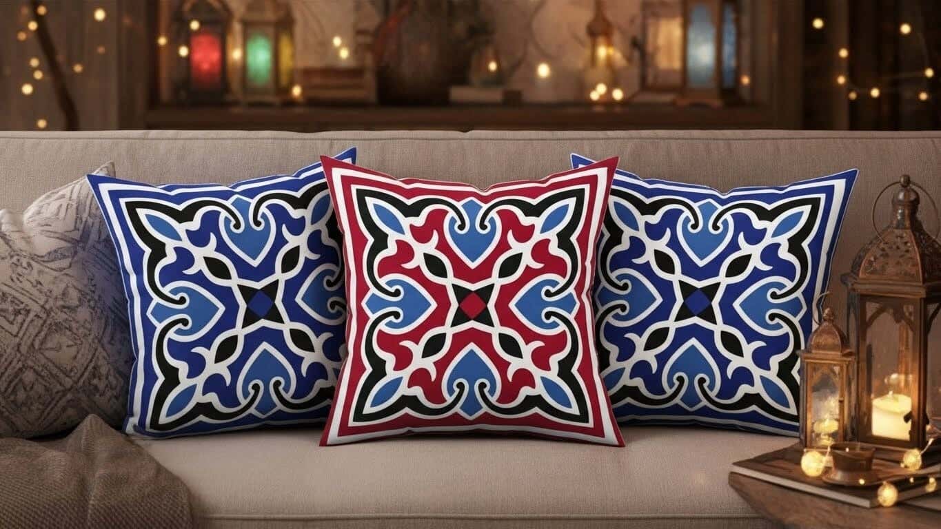 Cushion cover set, 3 pieces, 45x45 cm, velvet - Multicolor