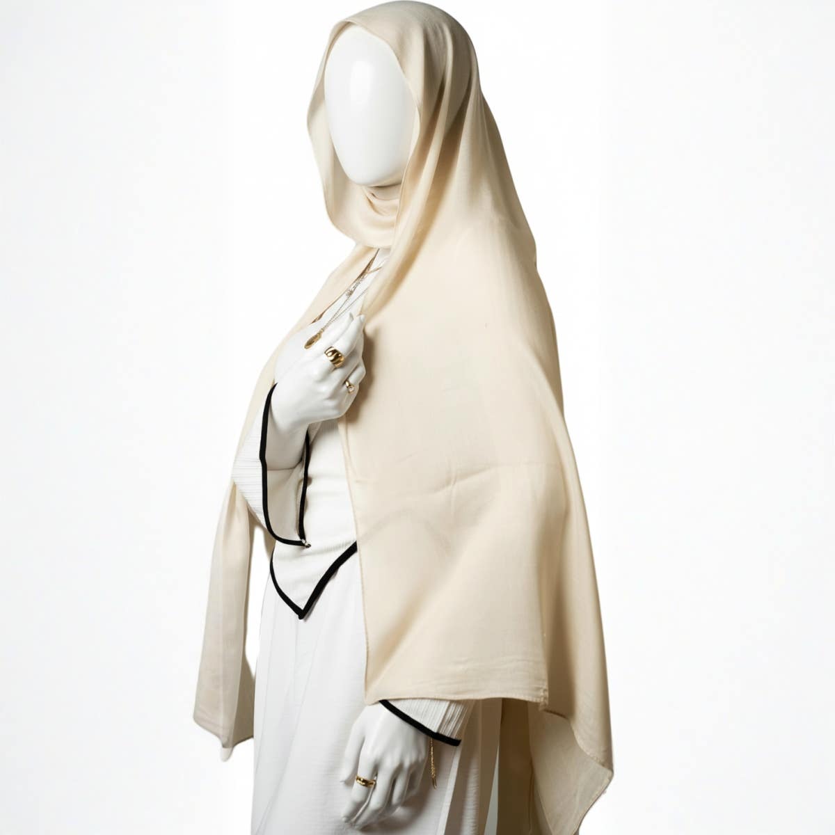 Norshoping Cotton Scarf - Special Occasion - Elegant Fabric - Versatile Design and Perfect Accessory for Any Outfit - Hijab for Women - Size (70cm x 1.8m) Beige