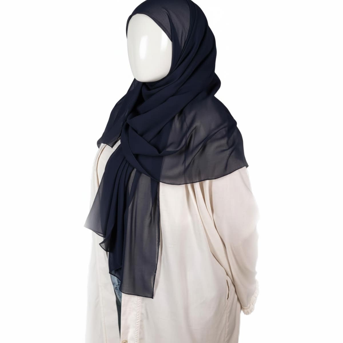 Norshoping Chiffon Plaid Scarf - Elegant Gift for Special Occasions - Elegant Fabric - Versatile Design and Perfect Accessory for Any Outfit - Hijab for Women - Size (70cm x 1.8m) Navy