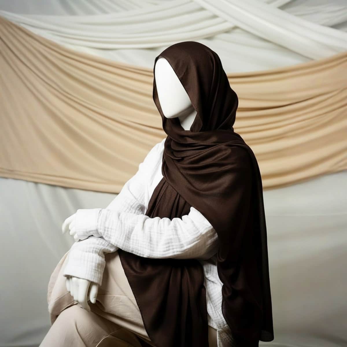 Norshoping Cotton Scarf - Special Occasion - Elegant Fabric - Versatile Design and Perfect Accessory for Any Outfit - Hijab for Women - Size (70cm x 1.8m) Brown