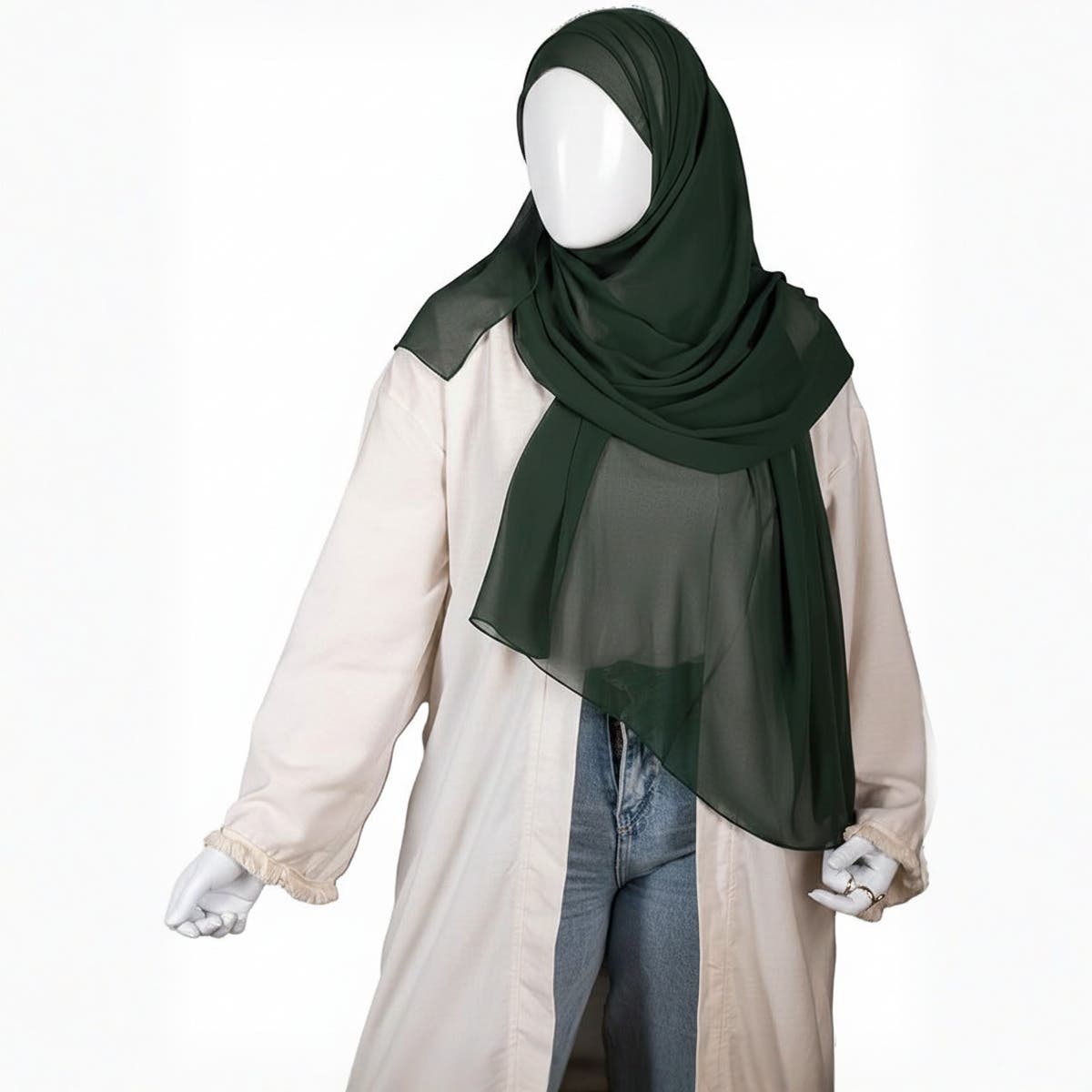 Norshoping Chiffon Plaid Scarf - Elegant Gift for Special Occasions - Elegant Fabric - Versatile Design and Perfect Accessory for Any Outfit - Hijab for Women - Size (70cm x 1.8m) Dark Green