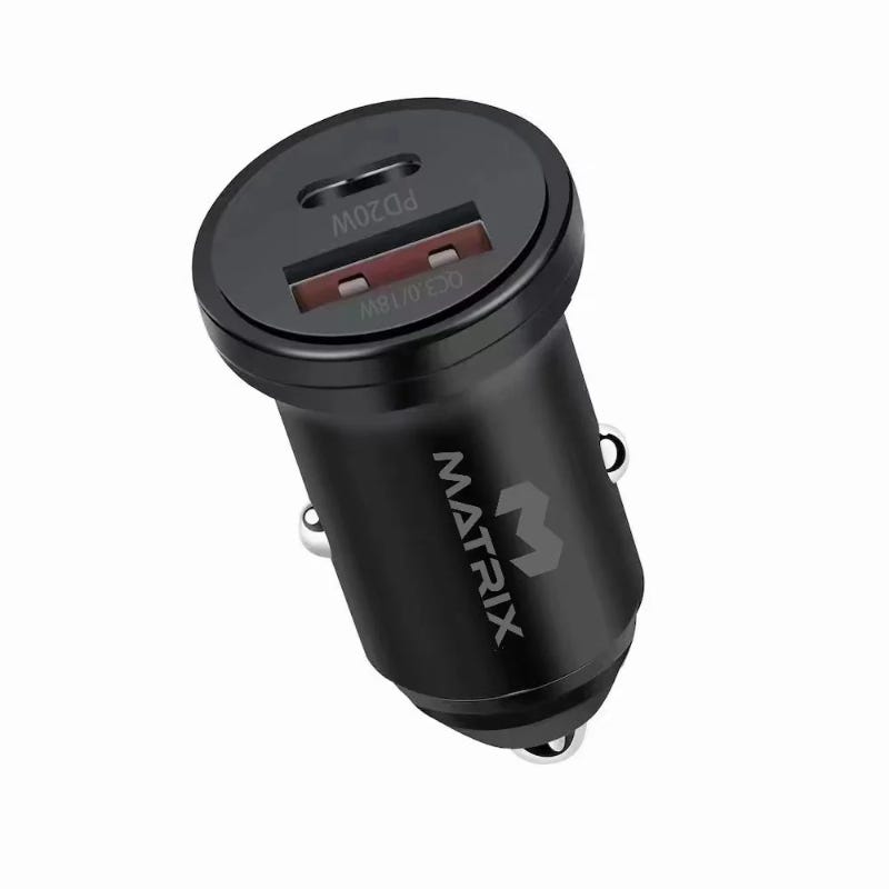 Matrix Car Charger, 20W, 2 Ports, BF-CC067 - Black
