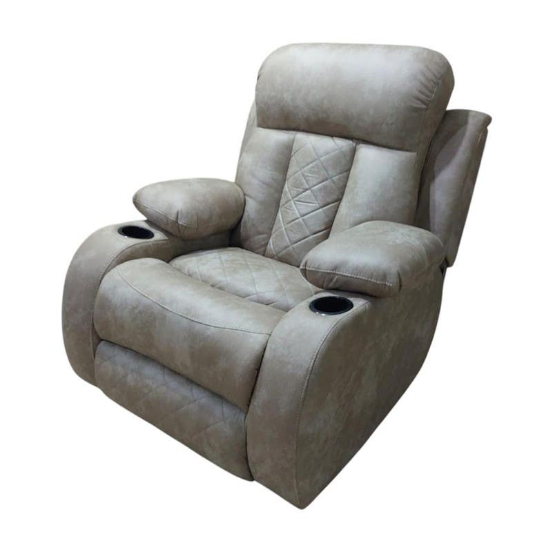 Lazy Boy Recliner Chair, 85x100x90 cm, Beech + MDF - Beige
